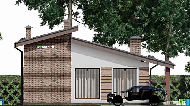 Проект одноэтажного дома F-9188 — фасад 2