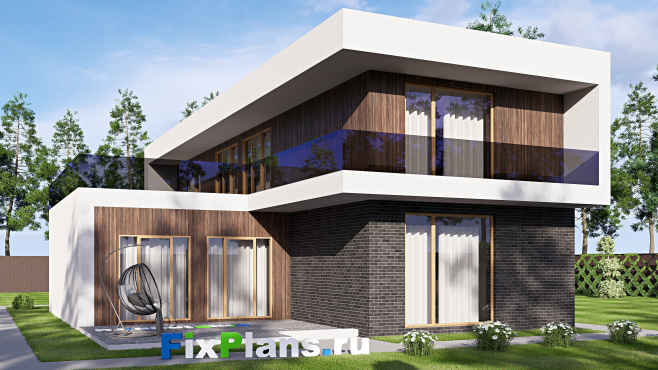 Проект двухэтажного дома F-21509 — вид со двора