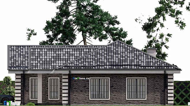 Проект одноэтажного дома F-8144 — фасад 3