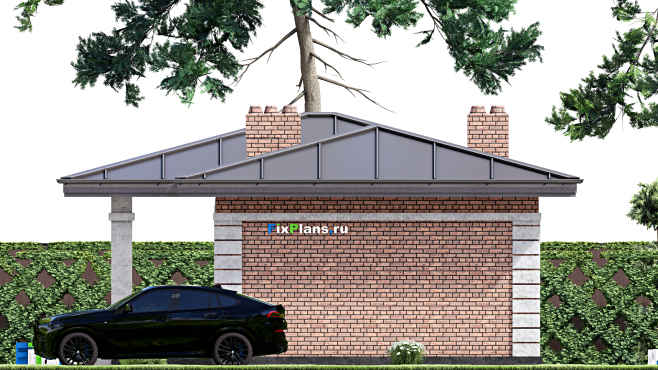 Проект одноэтажного дома F-15488 — фасад 3