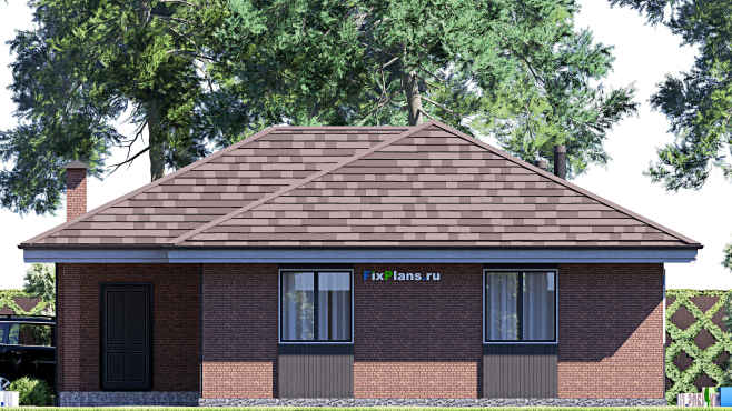 Проект одноэтажного дома F-19340 — фасад 3
