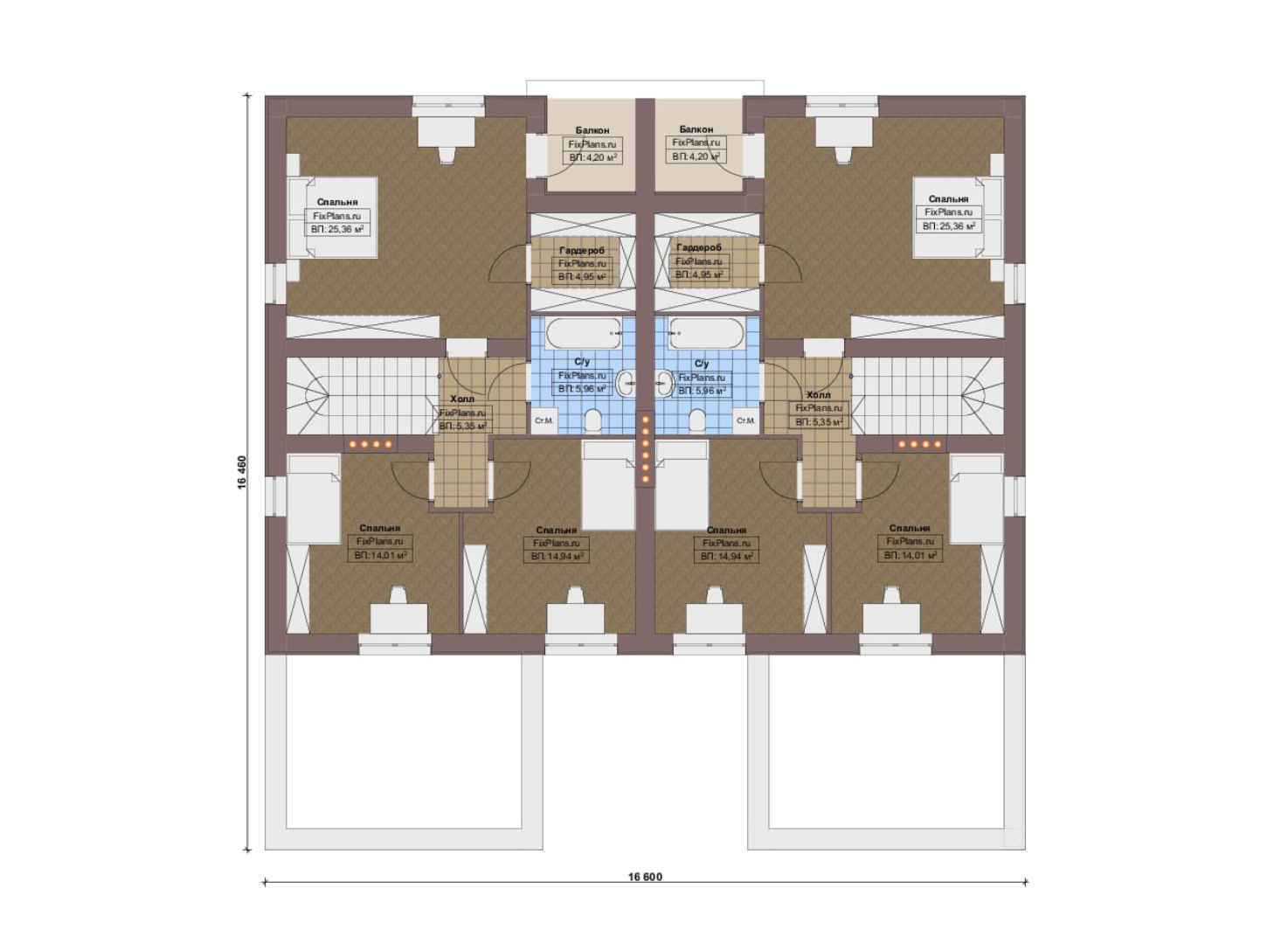 Планировка 2-го этажа, Проект двухэтажного дома F-16667