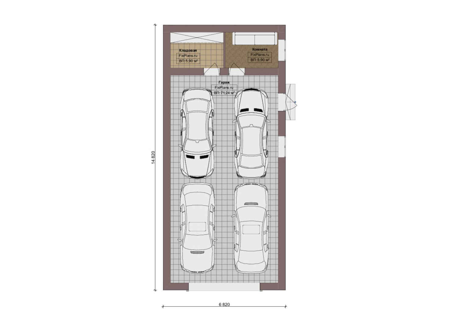 Планировка 1-го этажа, Проект гаража F-18971