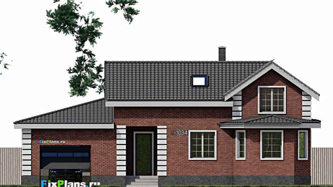 Проект дома с мансардой F-1034 — фасад