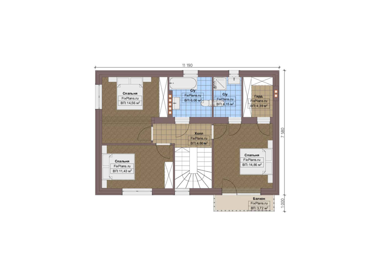 Планировка 2-го этажа, Проект двухэтажного дома F-4508