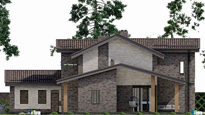 Проект дома с мансардой F-3932 — фасад 3
