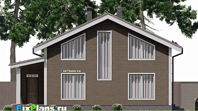 Проект дома с мансардой F-4913 — фасад 4