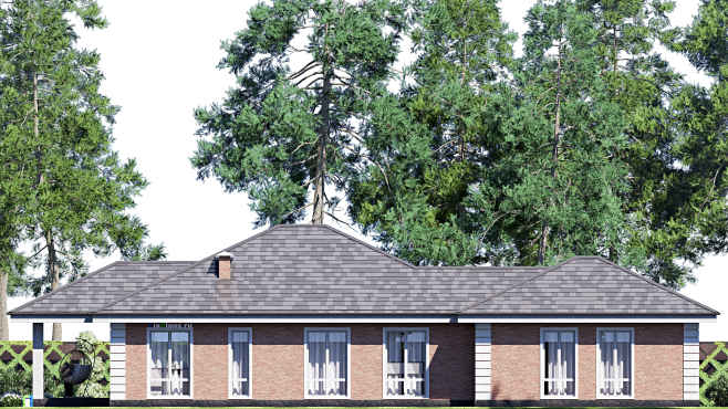 Проект одноэтажного дома F-18728 — фасад 2