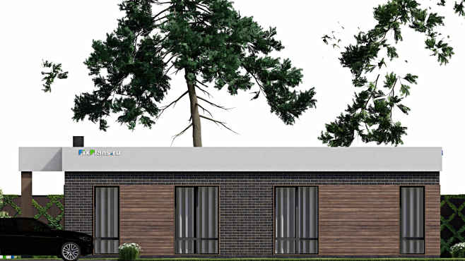 Проект одноэтажного дома F-7190 — фасад 3
