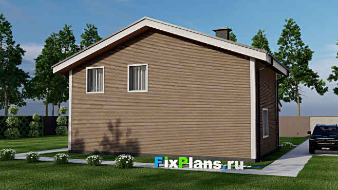Проект дома с мансардой F-10763 — вид со двора