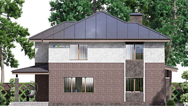 Проект двухэтажного дома F-12941 — фасад 2