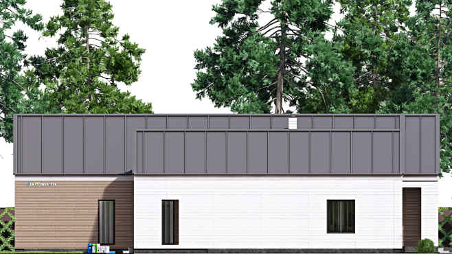 Проект одноэтажного дома F-16073 — фасад 2