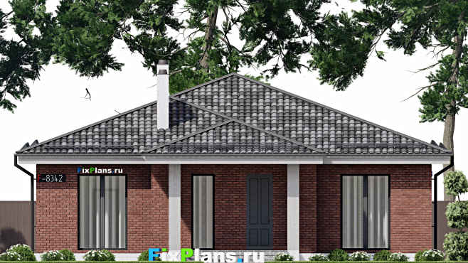 Проект одноэтажного дома F-8342 — фасад