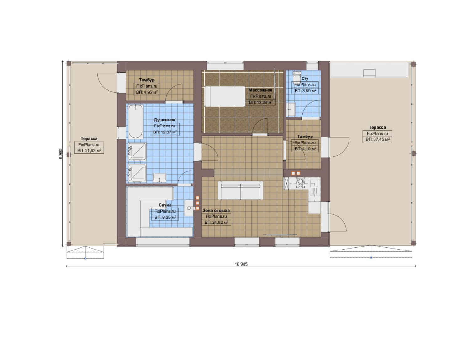 Планировка 1-го этажа, Проект одноэтажного дома F-8621