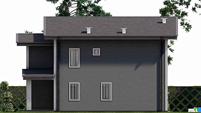 Проект дома с мансардой F-7235 — фасад 3