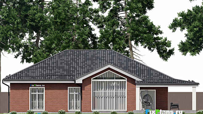Проект одноэтажного дома F-5885 — фасад 4