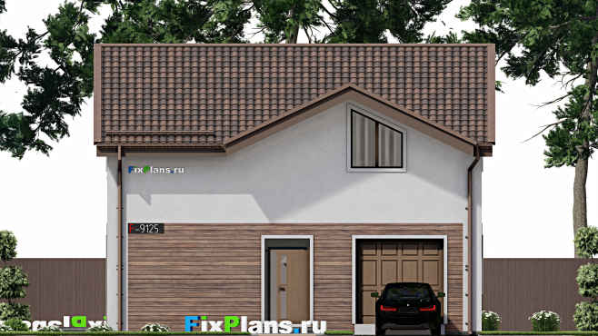 Проект дома с мансардой F-9125 — фасад