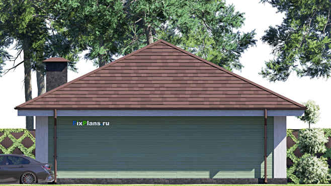 Проект одноэтажного дома F-18350 — фасад 3