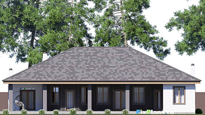 Проект одноэтажного дома F-17297 — фасад 4