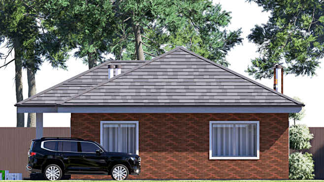 Проект одноэтажного дома F-19439 — фасад 3